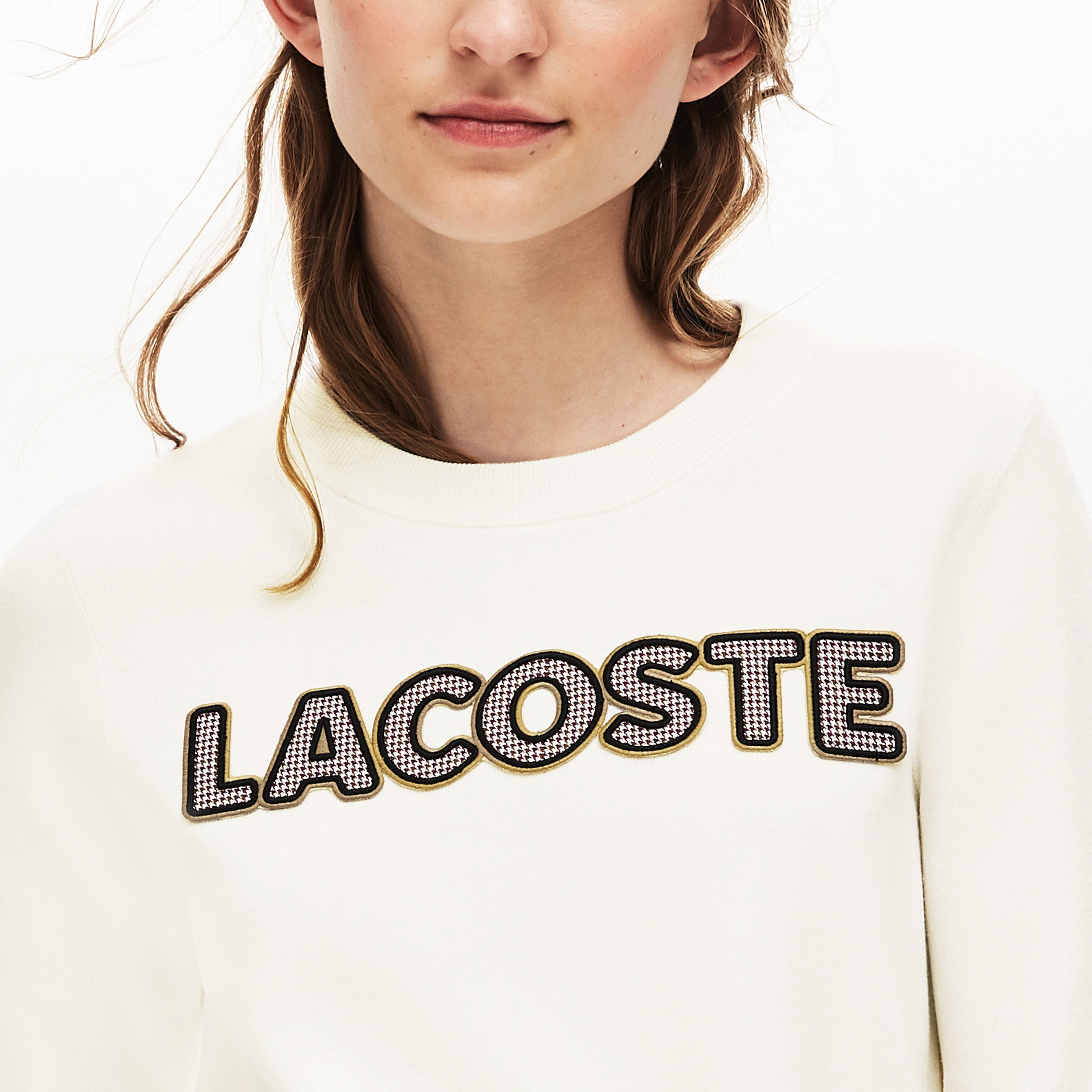 Lacoste Baskılı Bisiklet Yaka Kadın Bej Triko