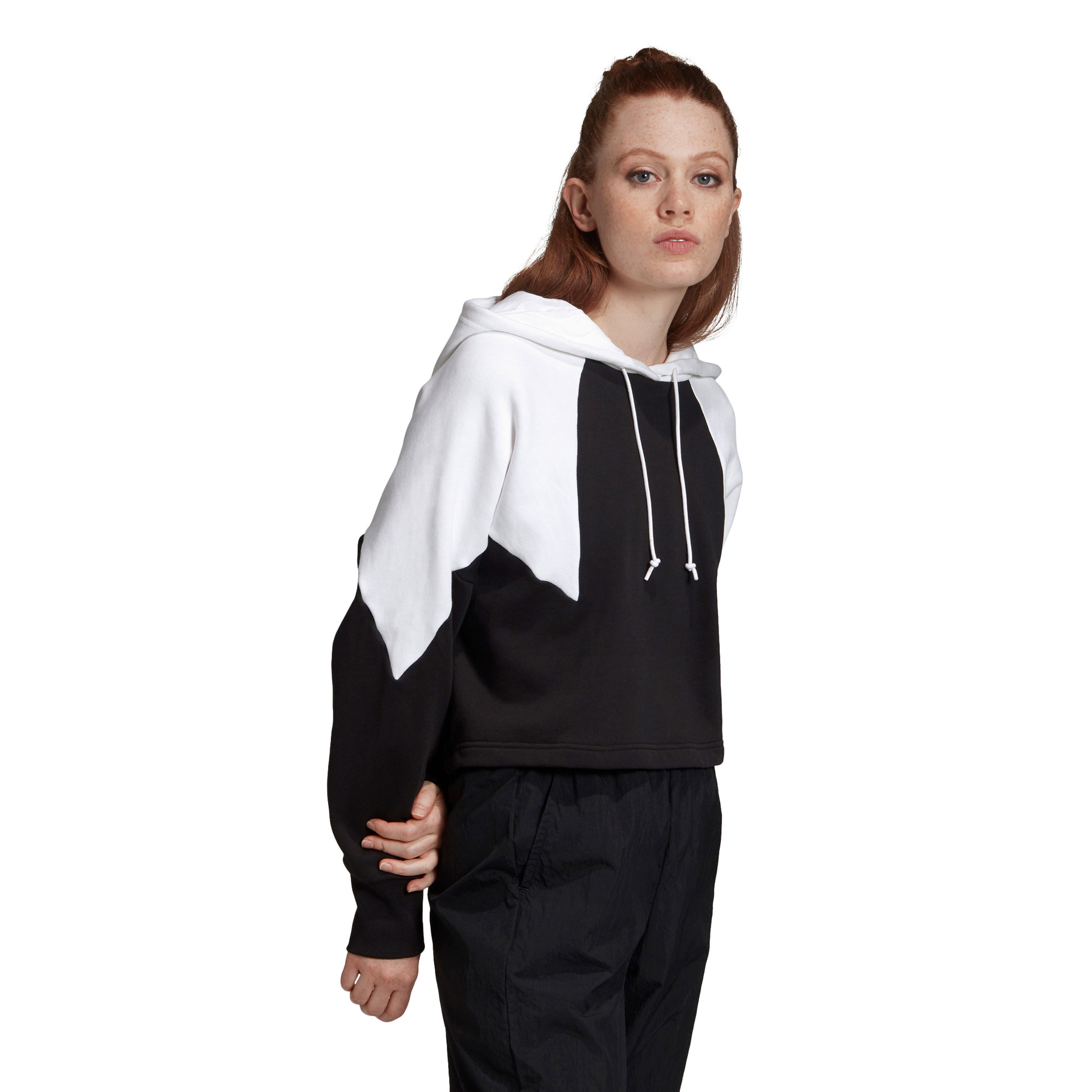 adidas Big Trefoil Crop Kapüşonlu Kadın Siyah Sweatshirt