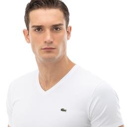 Lacoste Erkek Regular Fit V Yaka Beyaz T-Shirt