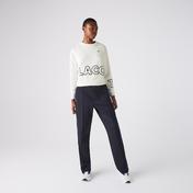 Lacoste L!VE Kadın Loose Fit Bisiklet Yaka Baskılı Beyaz Sweatshirt