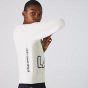 Lacoste L!VE Kadın Loose Fit Bisiklet Yaka Baskılı Beyaz Sweatshirt
