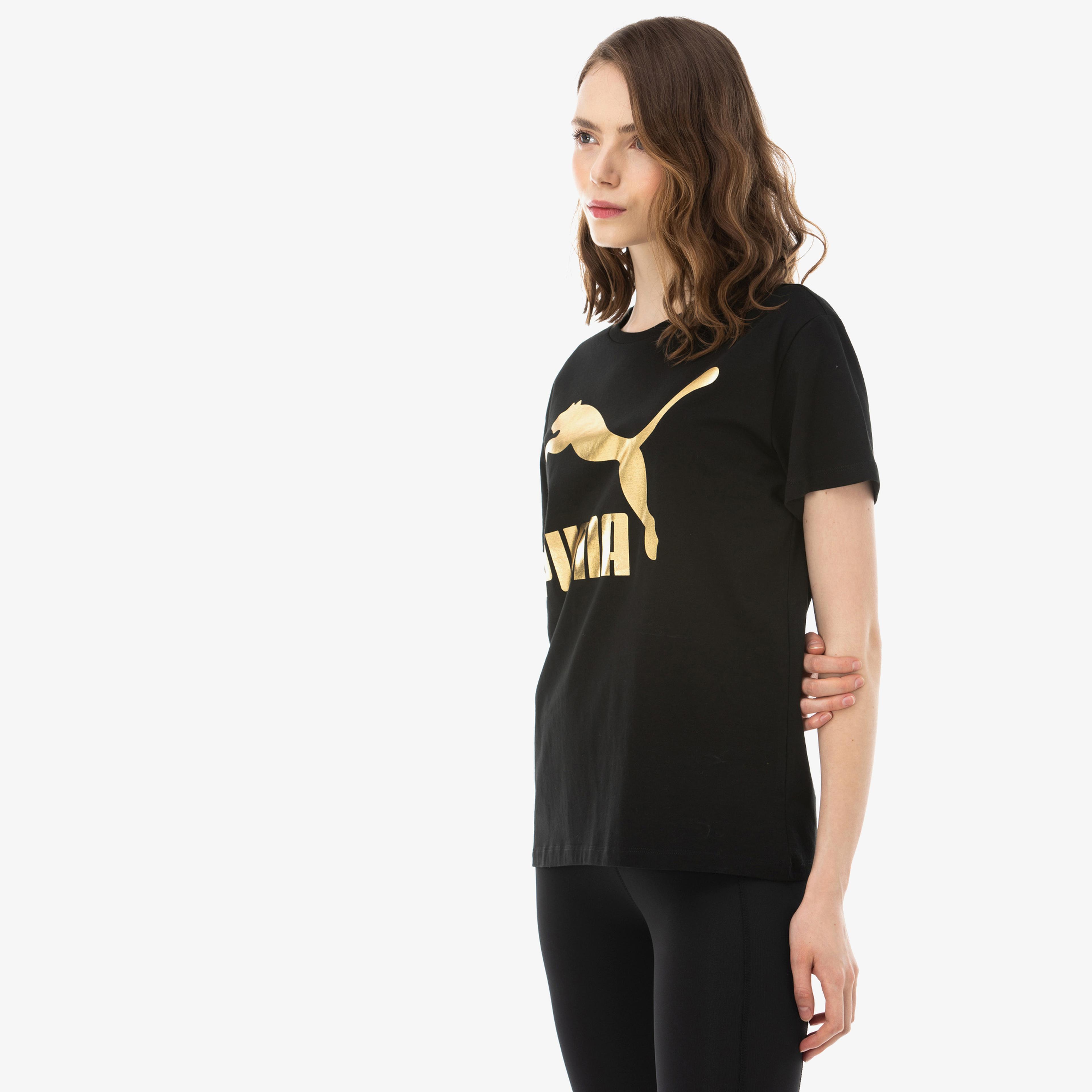 Puma Classics Logo Kadın Siyah T-Shirt