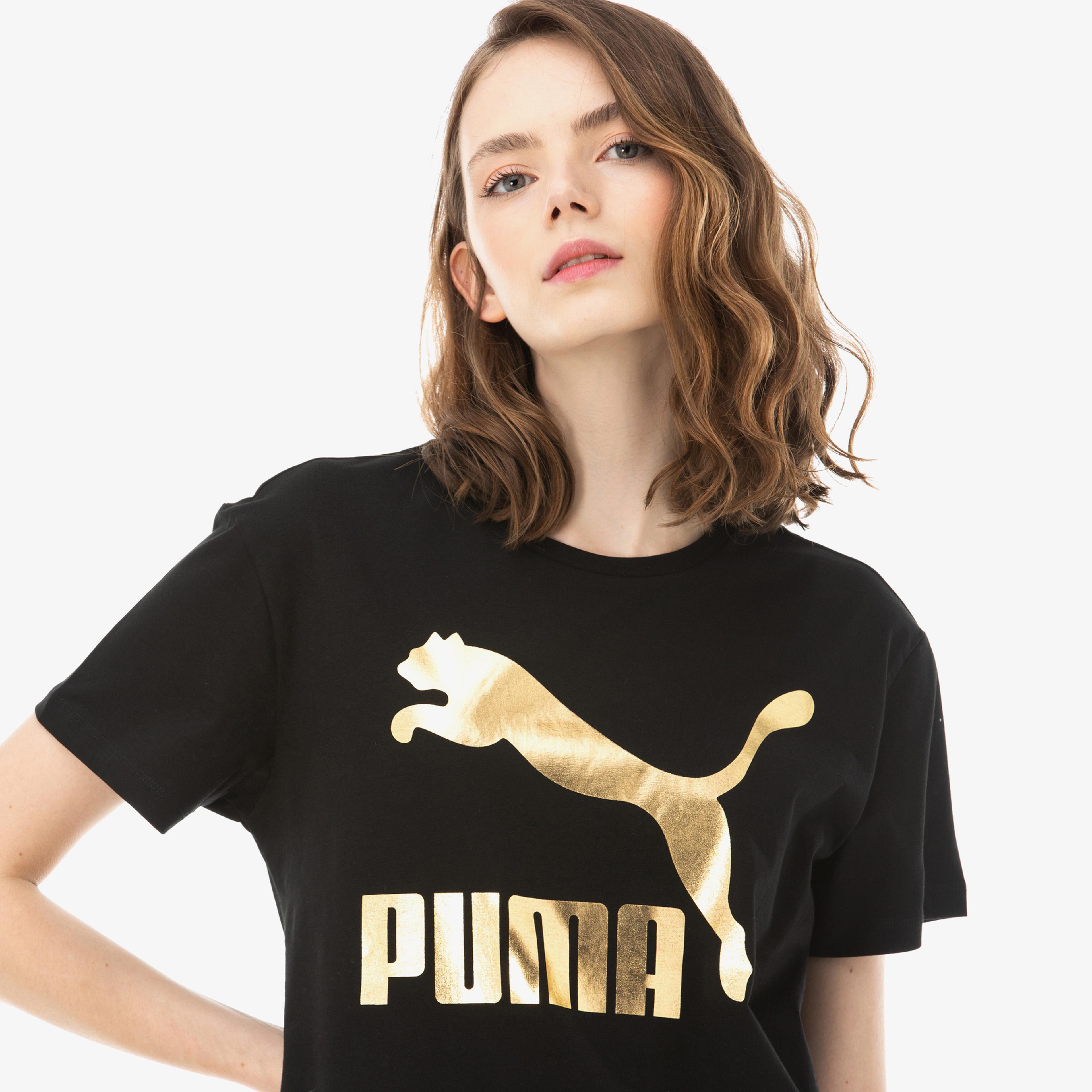 Puma Classics Logo Kadın Siyah T-Shirt