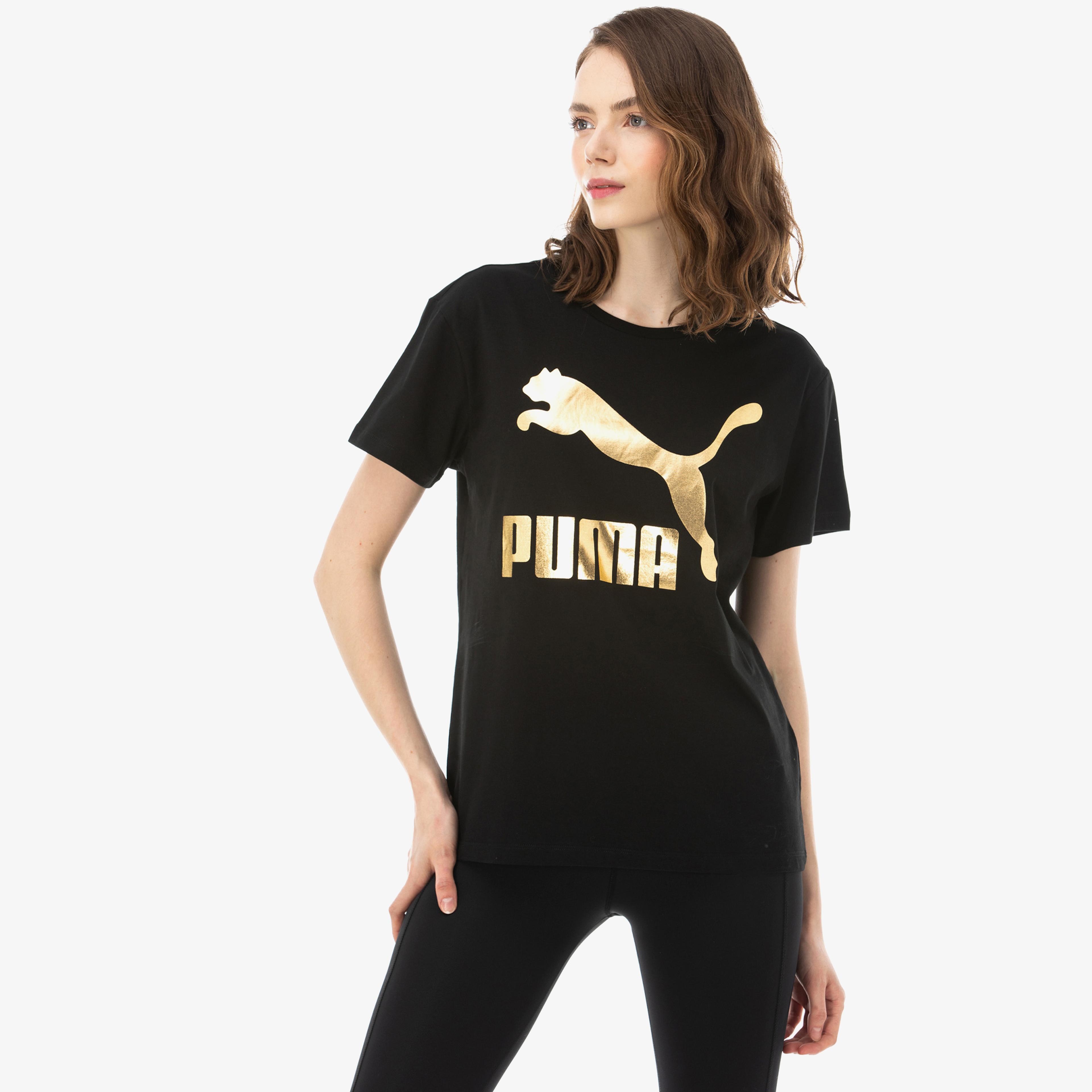 Puma Classics Logo Kadın Siyah T-Shirt