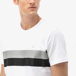 Nautica Erkek Beyaz Çizgili Slim Fit T-Shirt