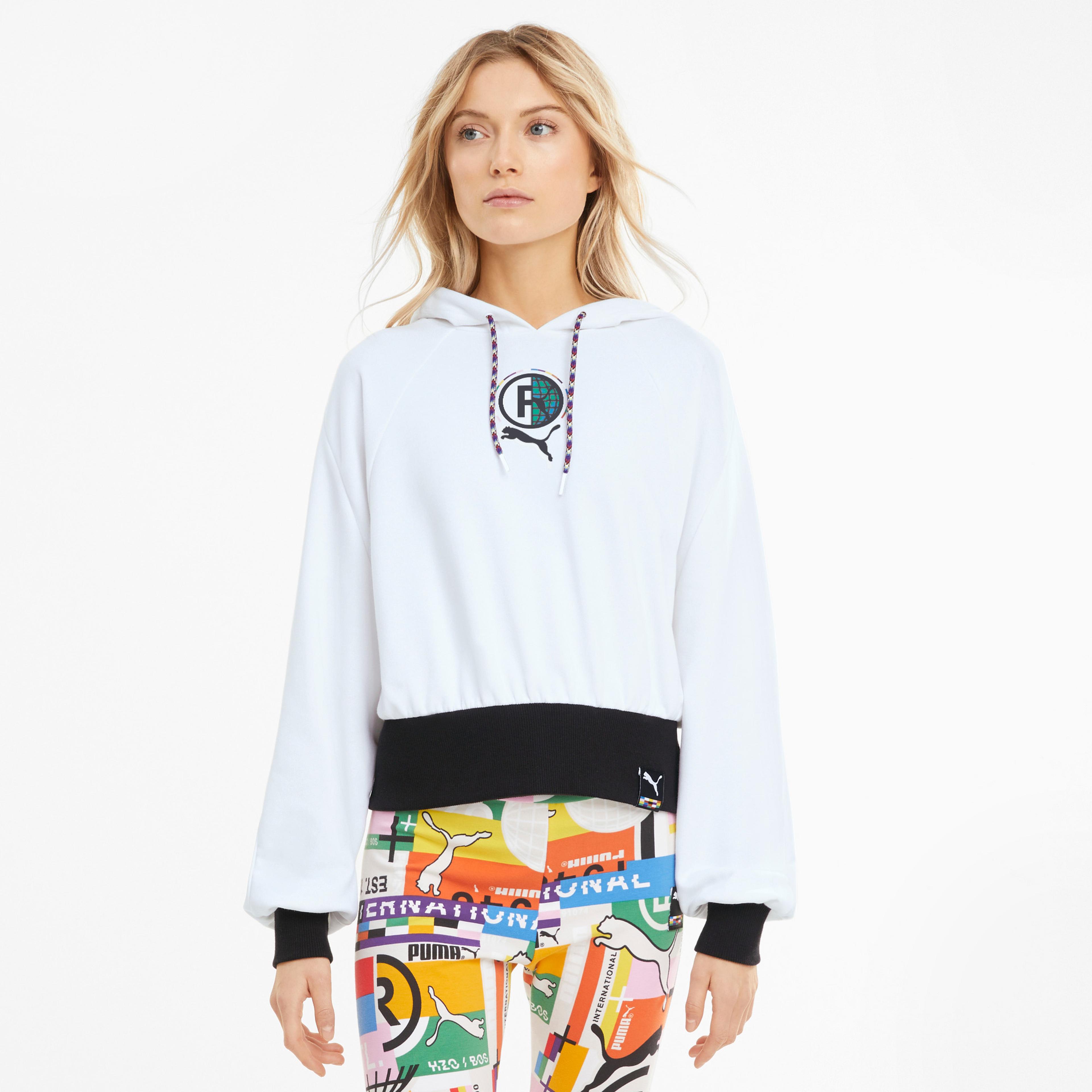 Puma International Kadın Beyaz Kapüşonlu Sweatshirt