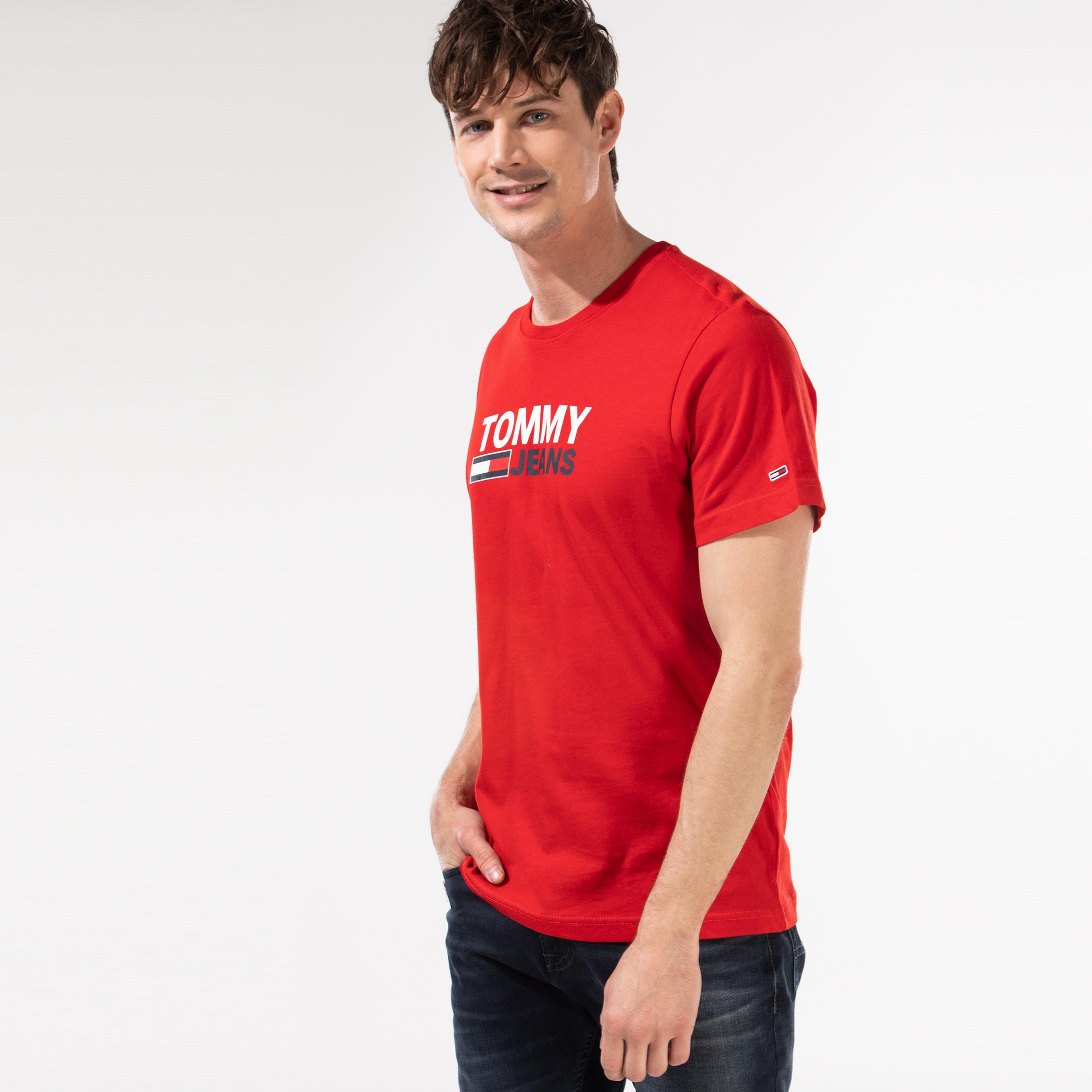 Tommy Hilfiger TJM Corp Logo Erkek Kırmızı T-Shirt