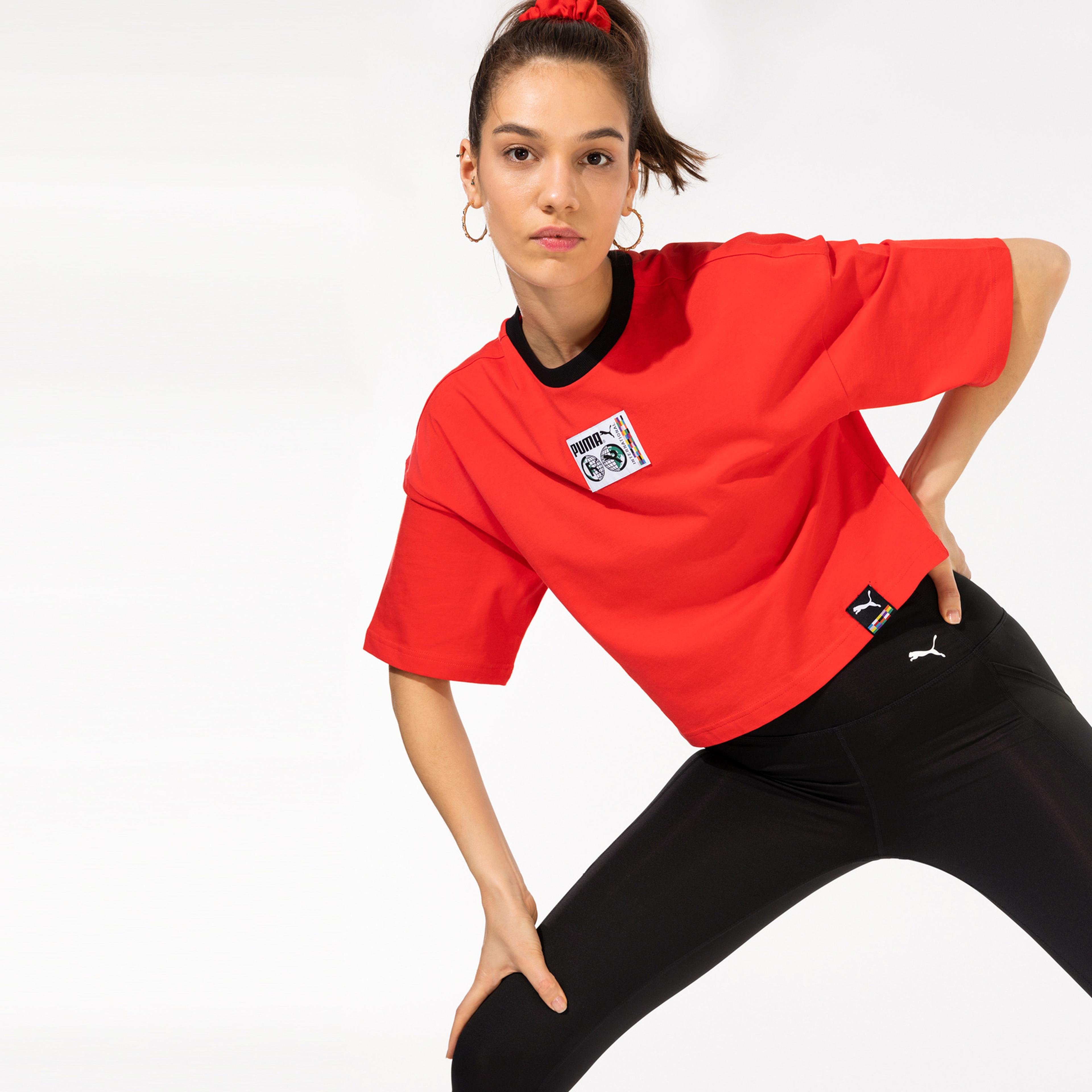 Puma International Graphic Kadın Kırmızı T-Shirt