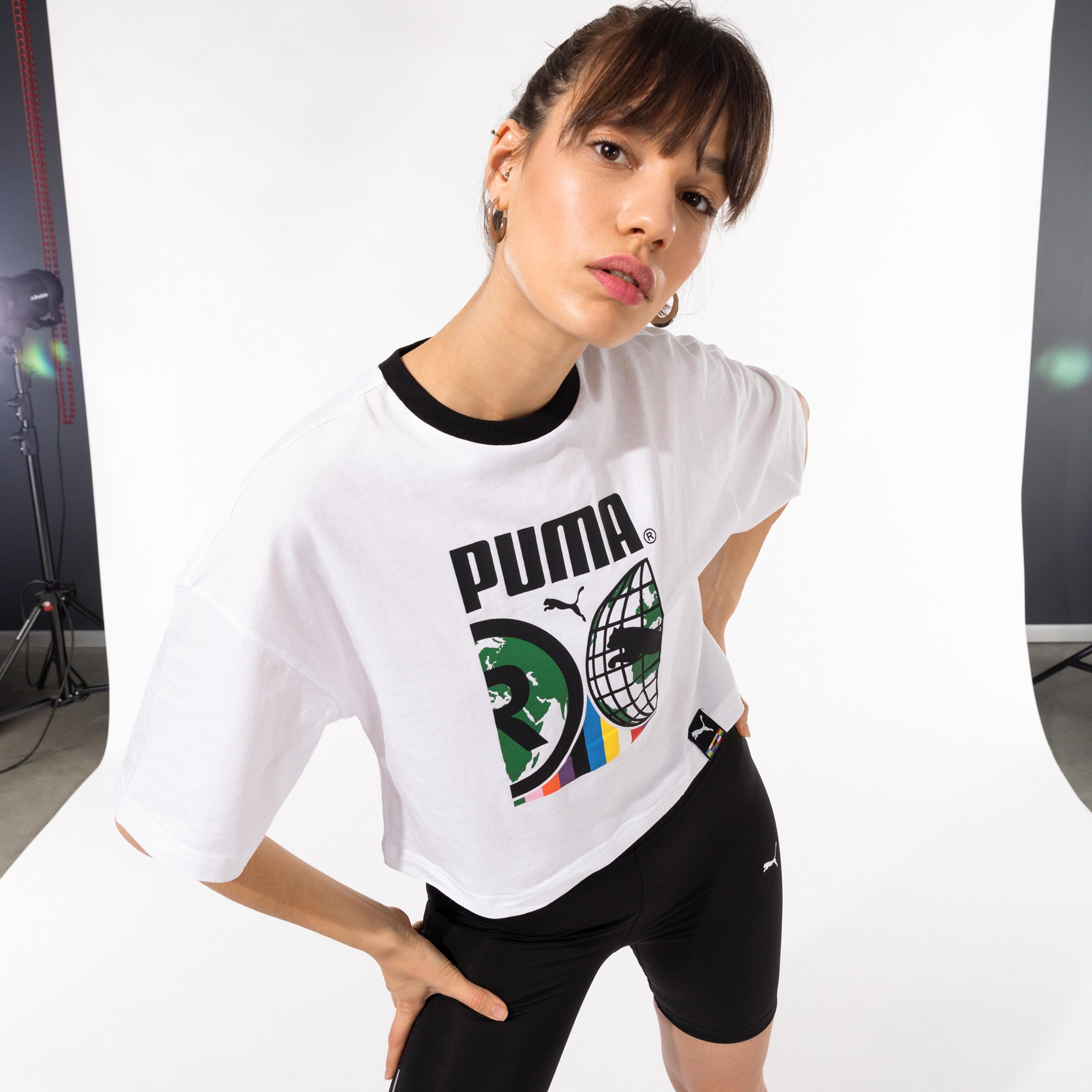 Puma International Graphic Kadın Beyaz T-Shirt