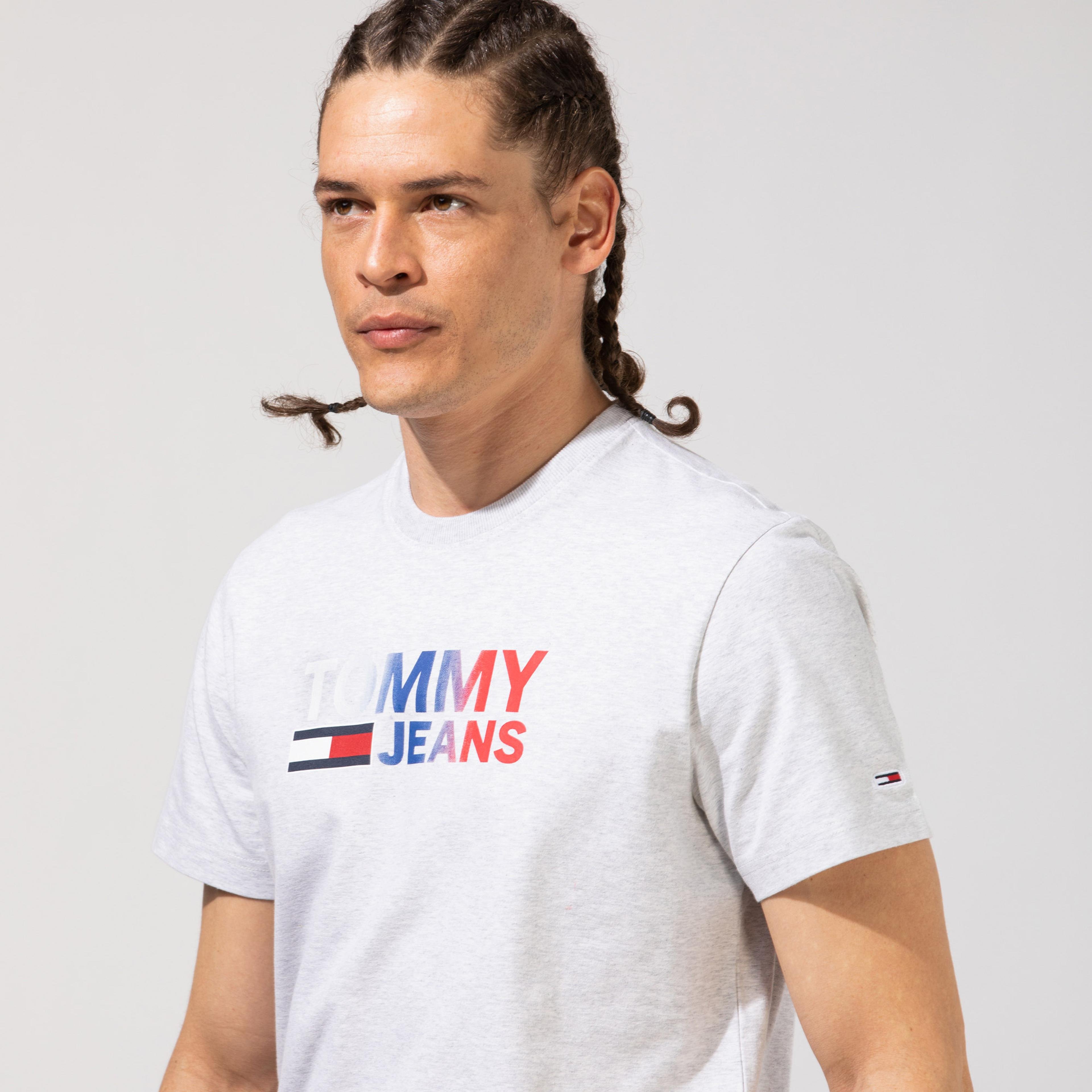 Tommy Hilfiger TJM Color Corp Logo Erkek Gri T-Shirt