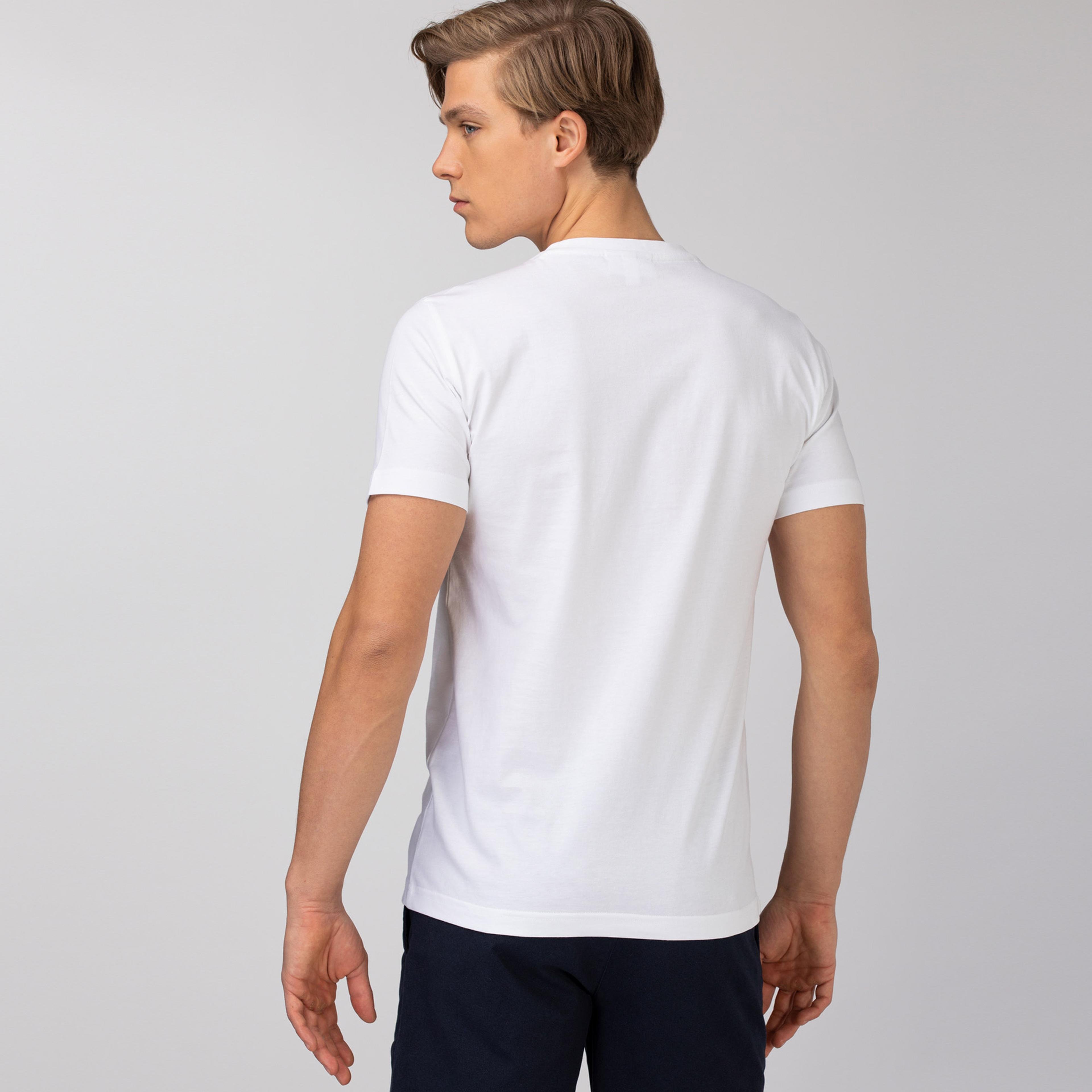 Lacoste Erkek Baskılı Beyaz T-Shirt