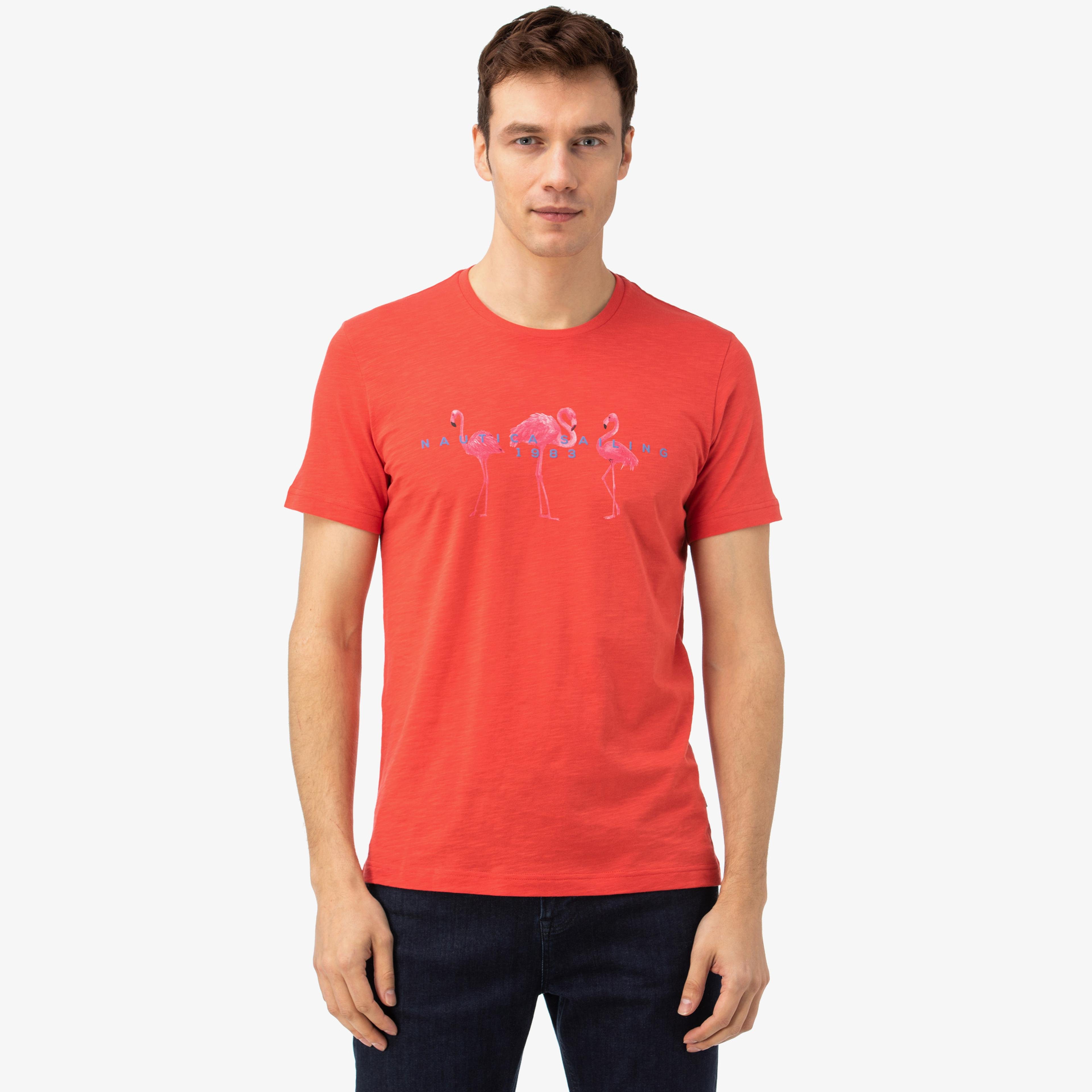 Nautica Erkek Turuncu Baskılı T-Shirt