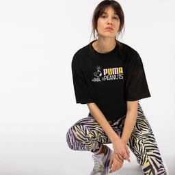 Puma X Peanuts Kadın Siyah T-Shirt