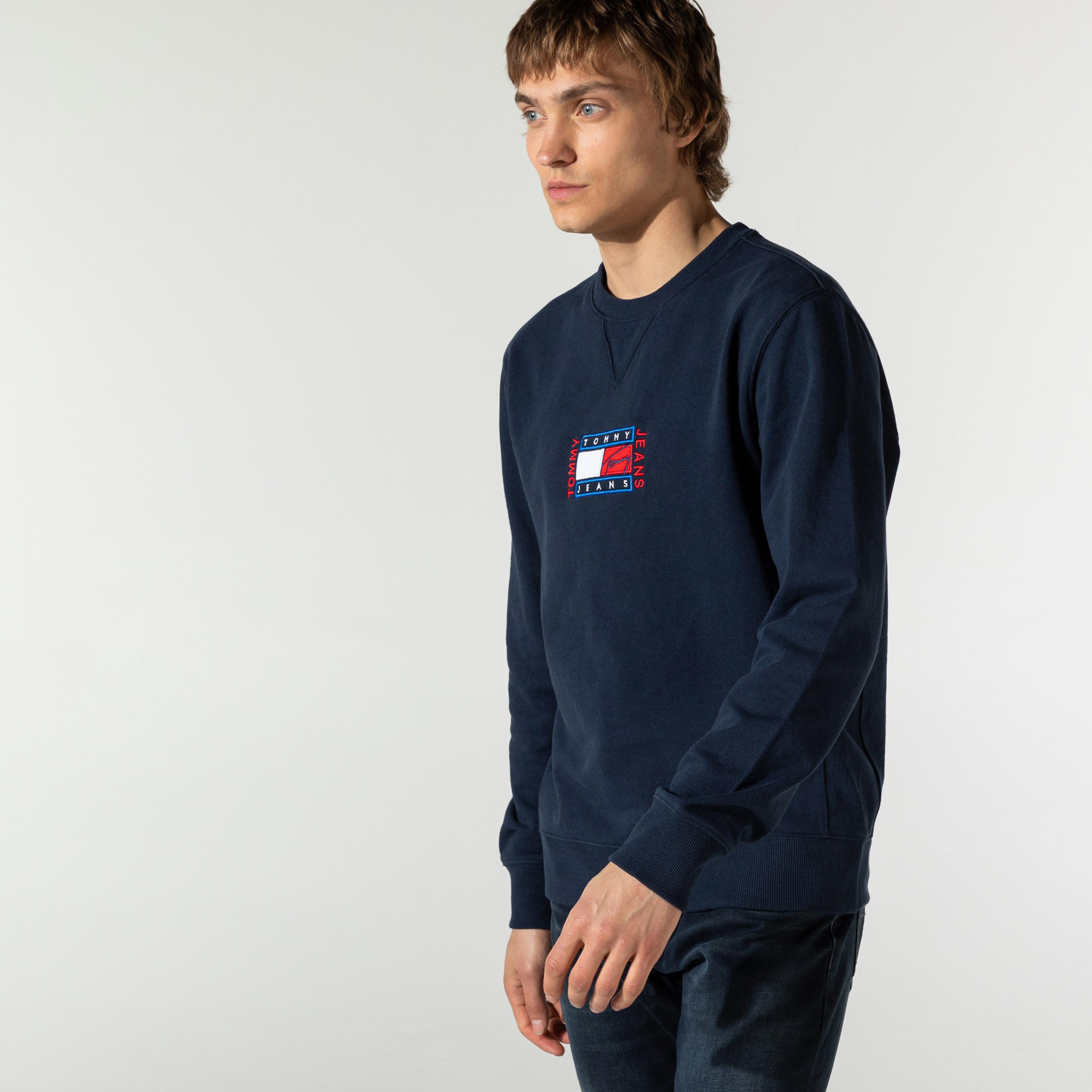 Tommy Hilfiger TJM Timeless Tommy Crew 3 Erkek Lacivert Sweatshirt