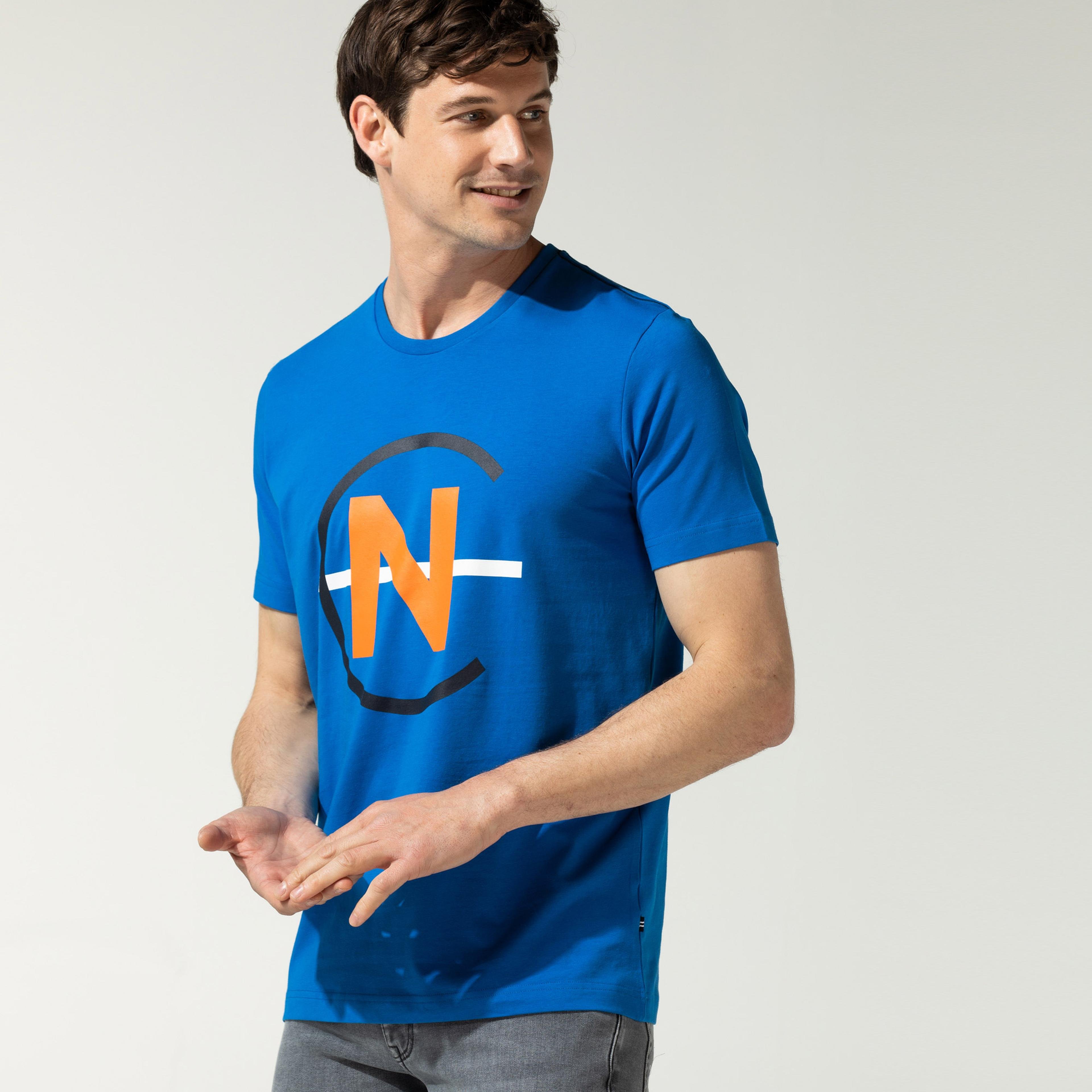 Nautica Erkek Mavi Baskılı T-Shirt