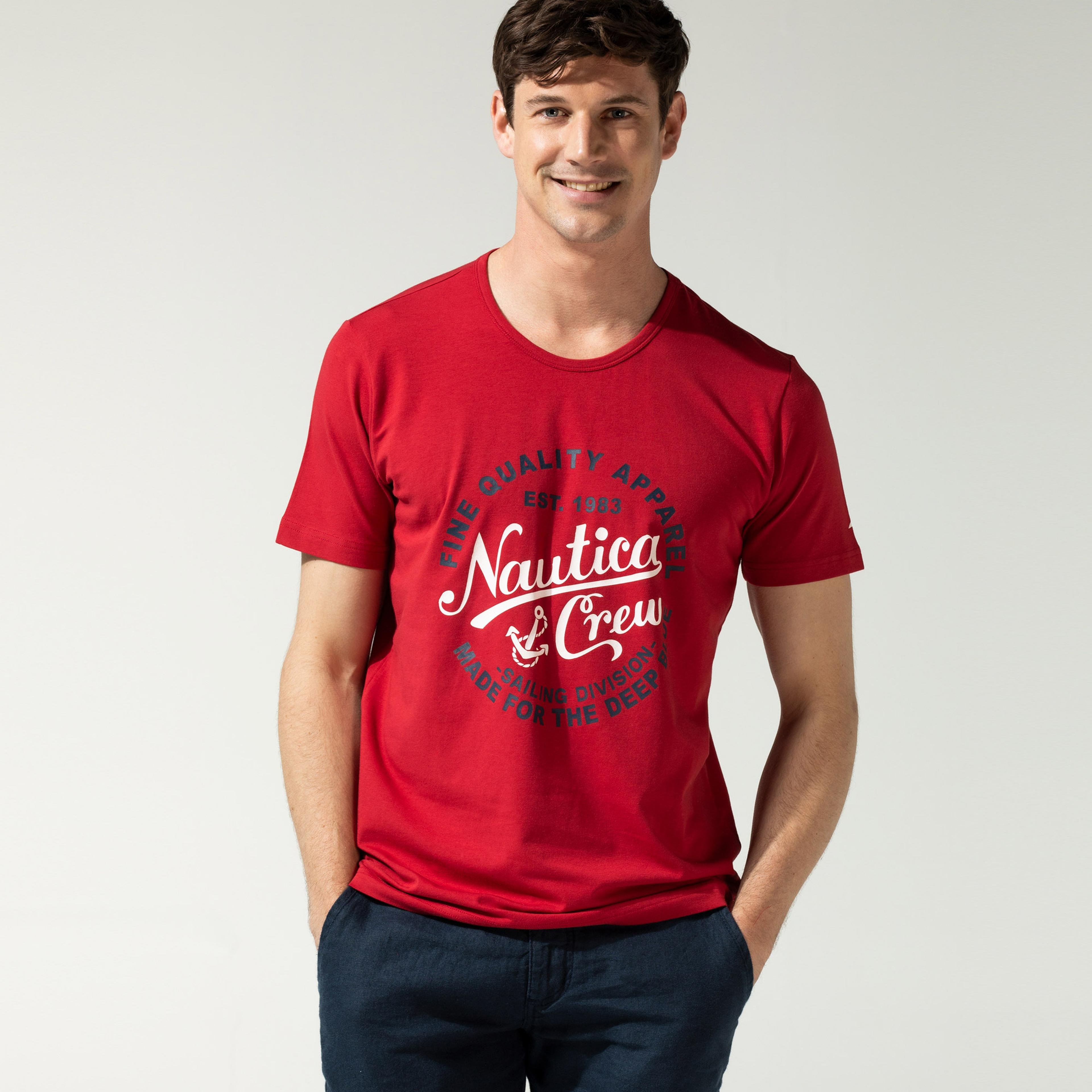 Nautica Erkek Kırmızı Baskılı T-Shirt