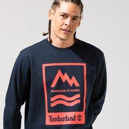 Timberland Print Crew Erkek Lacivert Sweatshirt