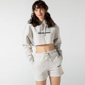 Soon To Be Announced Logo Printed Crop Gri Kadın Kapüşonlu Sweatshirt