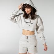 Soon To Be Announced Logo Printed Crop Gri Kadın Kapüşonlu Sweatshirt