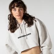 Soon To Be Announced Logo Printed Crop Gri Kadın Kapüşonlu Sweatshirt