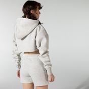 Soon To Be Announced Logo Printed Crop Gri Kadın Kapüşonlu Sweatshirt