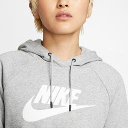 Nike Essential Croped Hoodie Kadın Gri Sweatshirt
