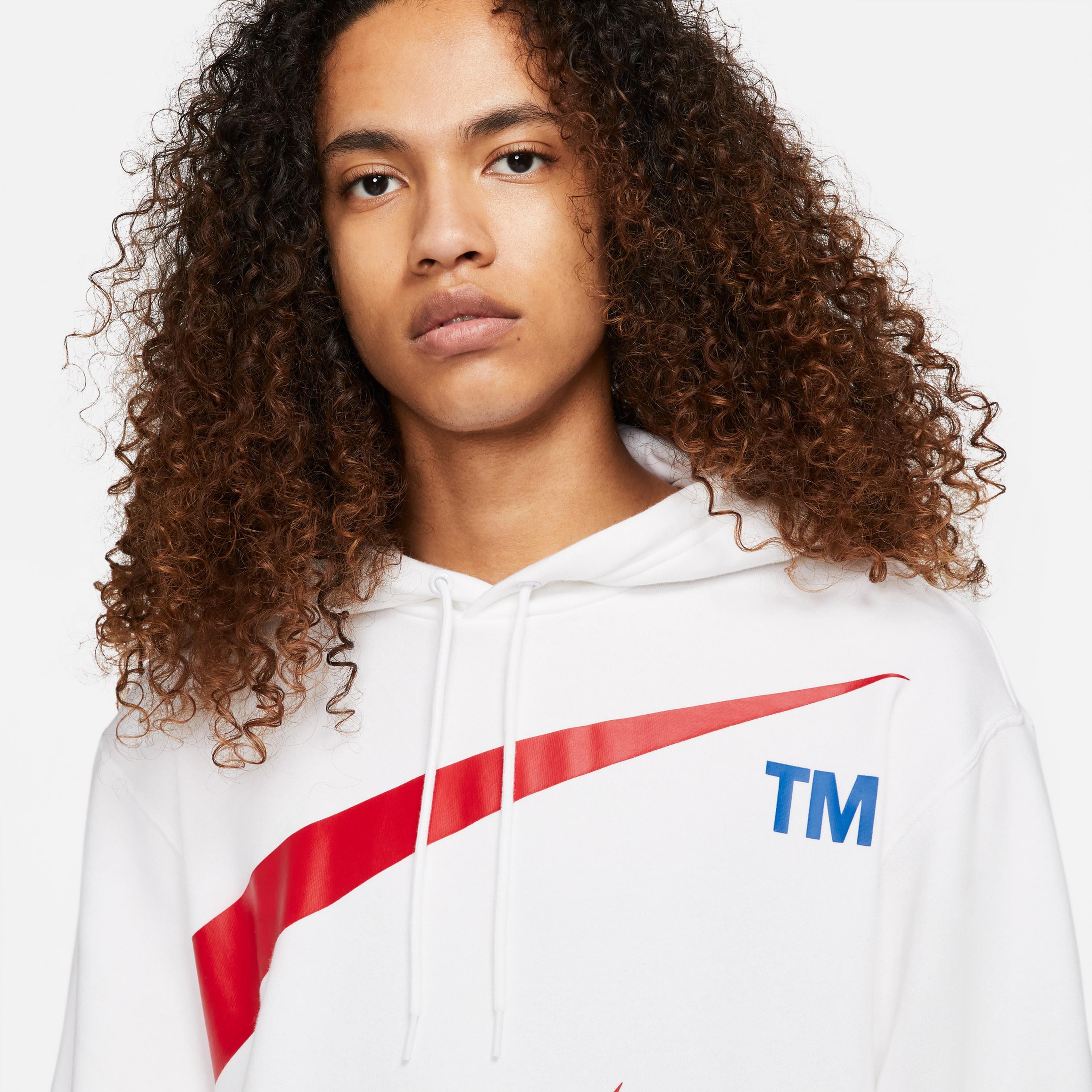 Nike Swoosh Semi-Brushed Erkek Beyaz Sweatshirt