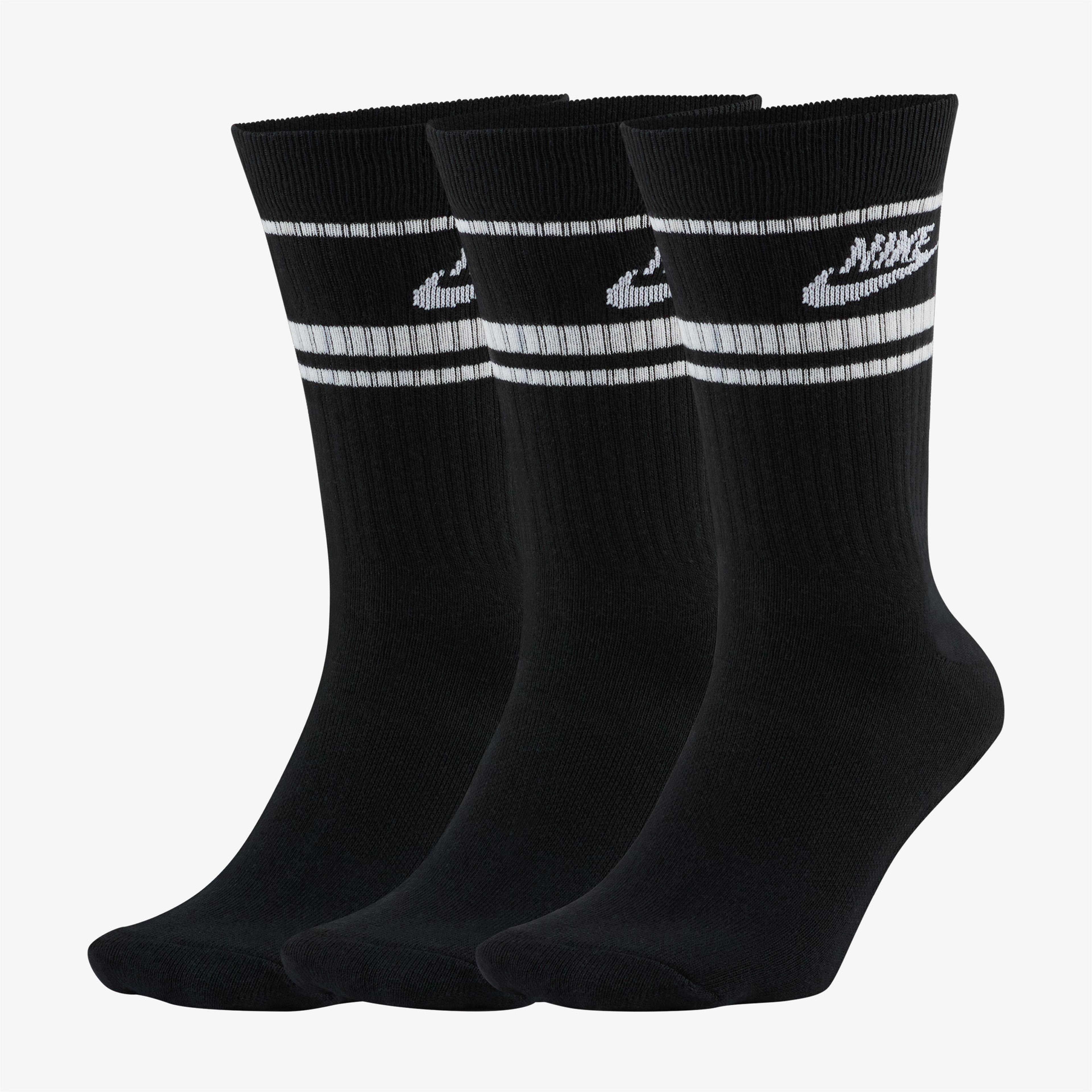 Nike Sportswear Essential Stripe Unisex Siyah Çorap