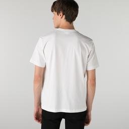 Lacoste Erkek Slim Fit Bisiklet Yaka Baskılı Beyaz T-Shirt