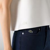 Lacoste Kadın Relaxed Fit Bisiklet Yaka Baskılı Beyaz T-Shirt