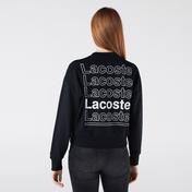 Lacoste L!ve Kadın Boxy Fit Bisiklet Yaka Baskılı Siyah Sweatshirt