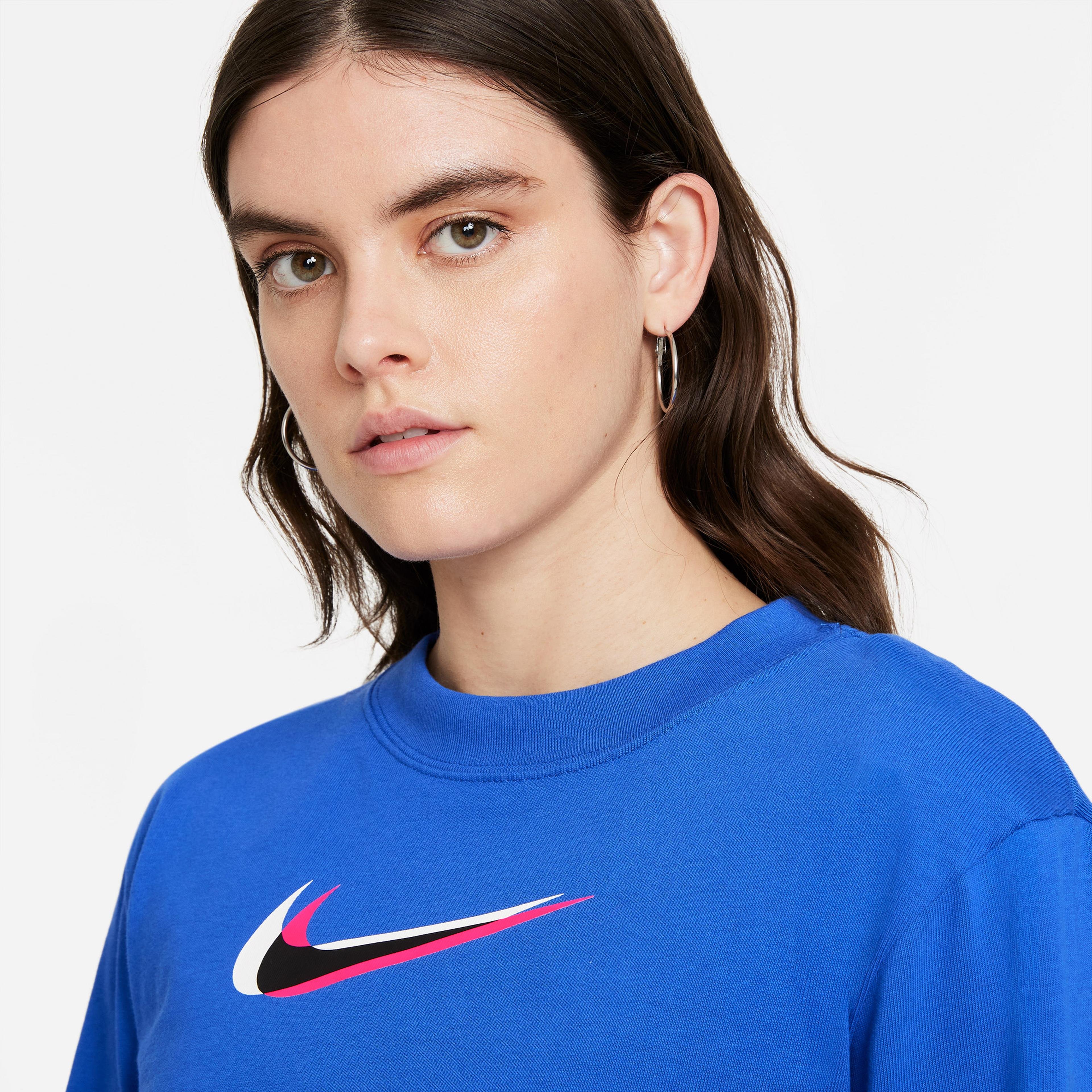 Nike Sportswear Top Ls Crop Print Kadın Mavi T-Shirt