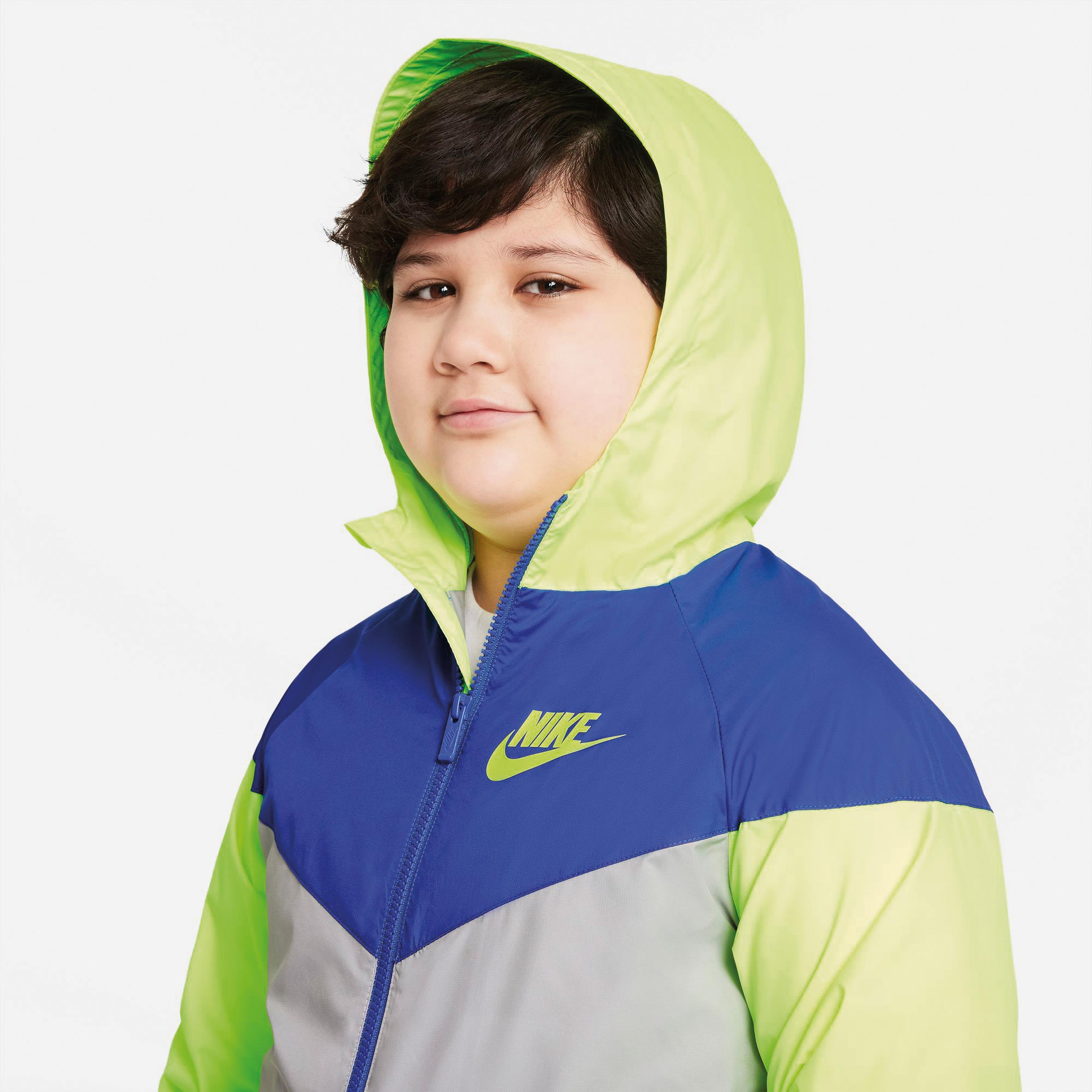 Nike Sportswear Çocuk Mavi/Gri/Yeşil Kapüşonlu Yağmurluk