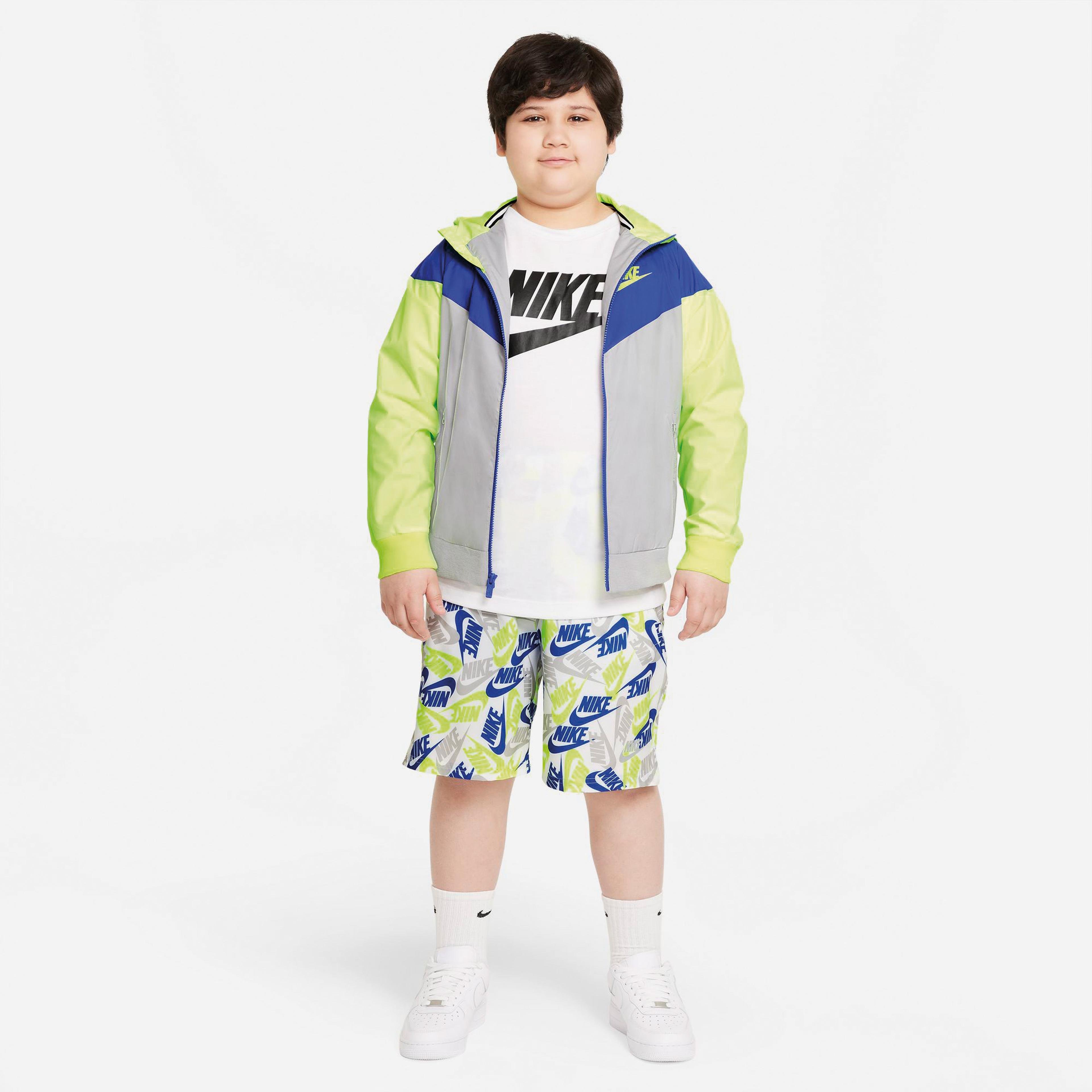 Nike Sportswear Çocuk Mavi/Gri/Yeşil Kapüşonlu Yağmurluk