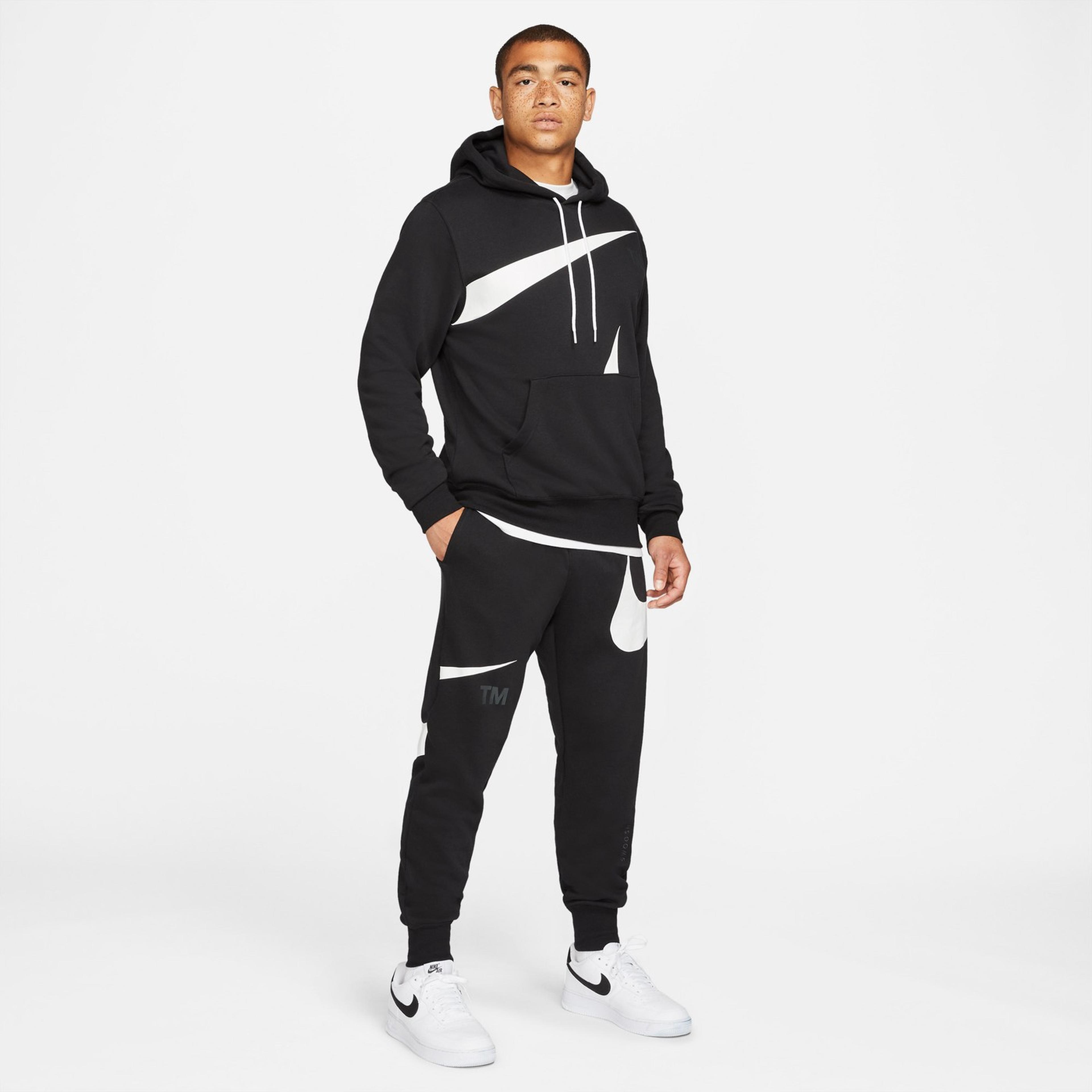 Nike Swoosh Semi-Brushed Back Erkek Siyah Eşofman Altı