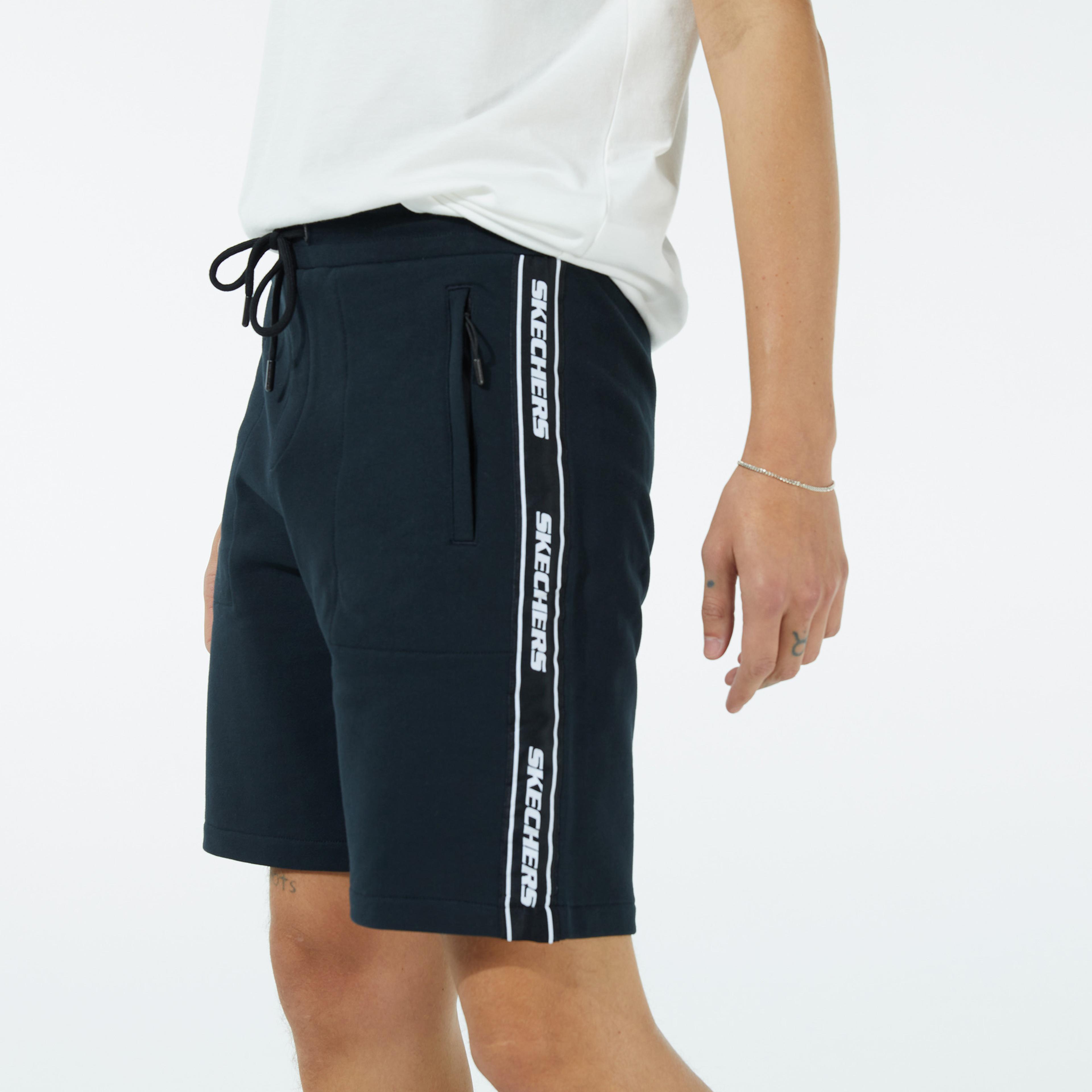 Skechersa Branded Stripe Erkek Siyah Şort