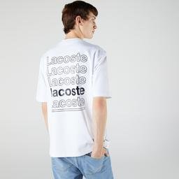 Lacoste L!ve Erkek Loose Fit Bisiklet Yaka Baskılı Beyaz T-Shirt