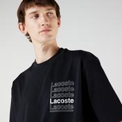 Lacoste L!ve Erkek Loose Fit Bisiklet Yaka Baskılı Siyah T-Shirt