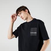 Lacoste L!ve Erkek Loose Fit Bisiklet Yaka Baskılı Siyah T-Shirt
