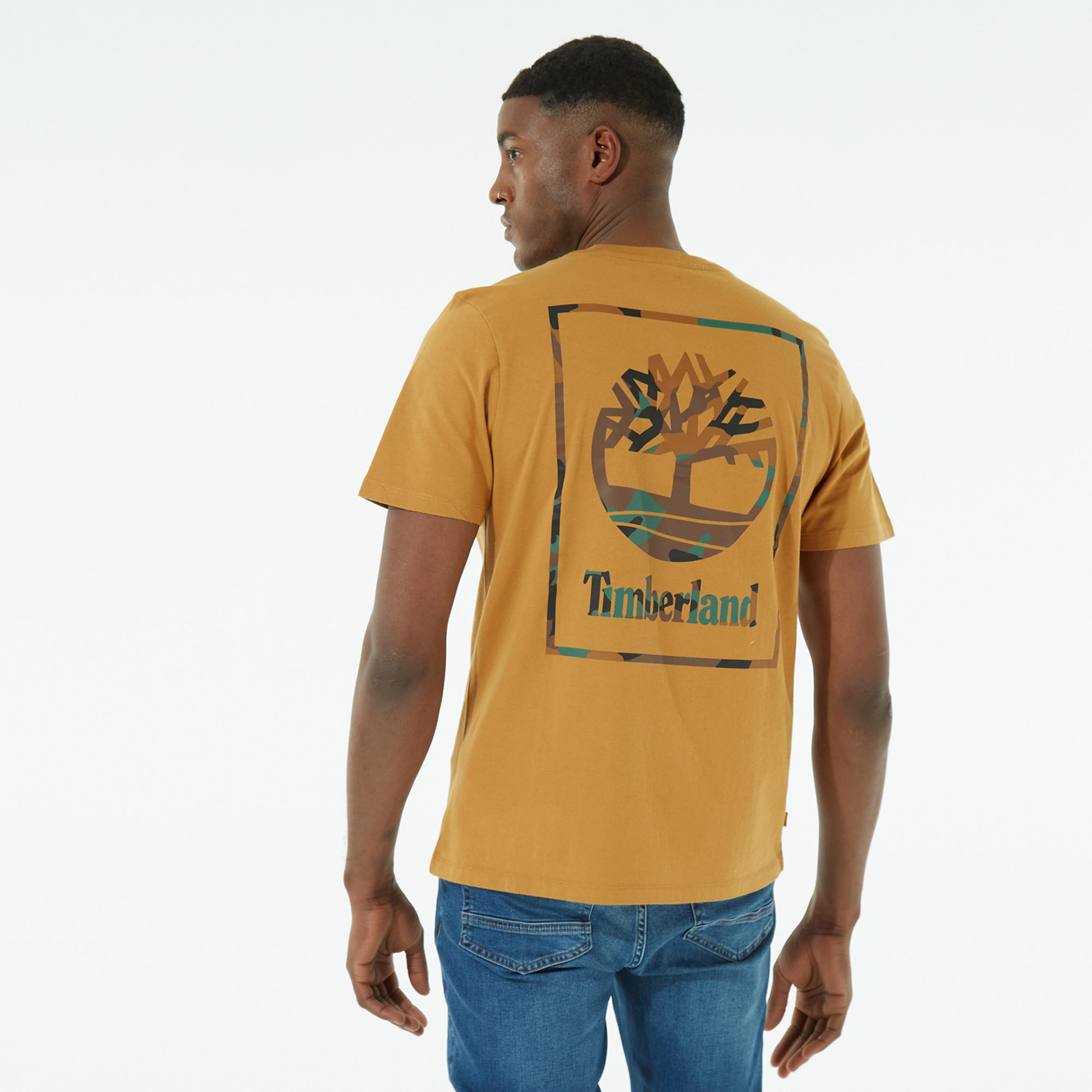 Timberland Kamuflaj Desenli Logolu Sarı Erkek T-Shirt