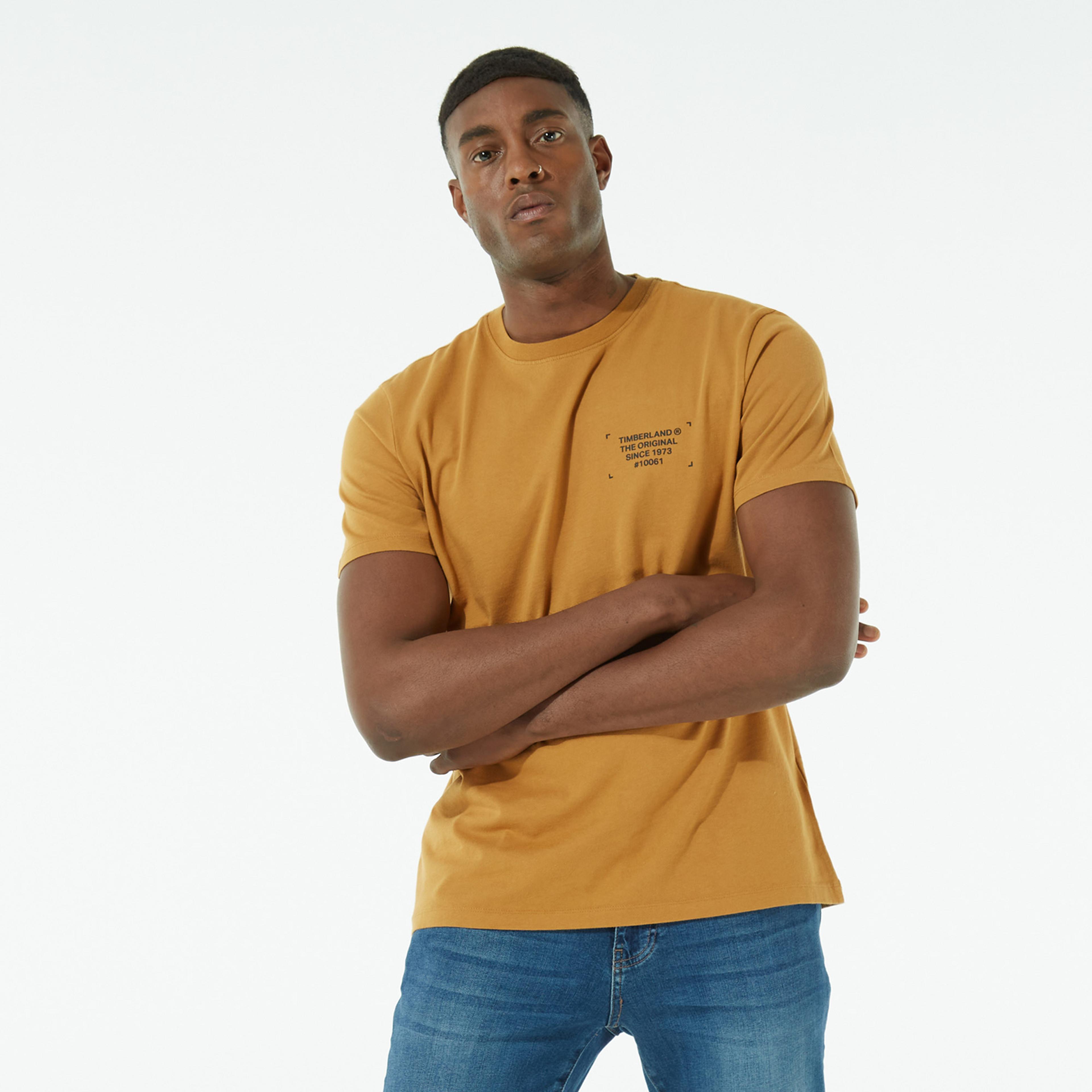 Timberland Kamuflaj Desenli Logolu Sarı Erkek T-Shirt