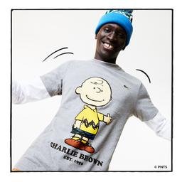 Lacoste x Peanuts Erkek Regular Fit Uzun Kollu Bisiklet Yaka Baskılı Gri T-Shirt