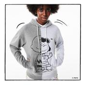 Lacoste x Peanuts Unisex Loose Fit Kapüşonlu Desenli Gri Sweatshirt