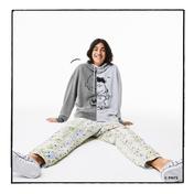Lacoste x Peanuts Unisex Loose Fit Kapüşonlu Desenli Gri Sweatshirt