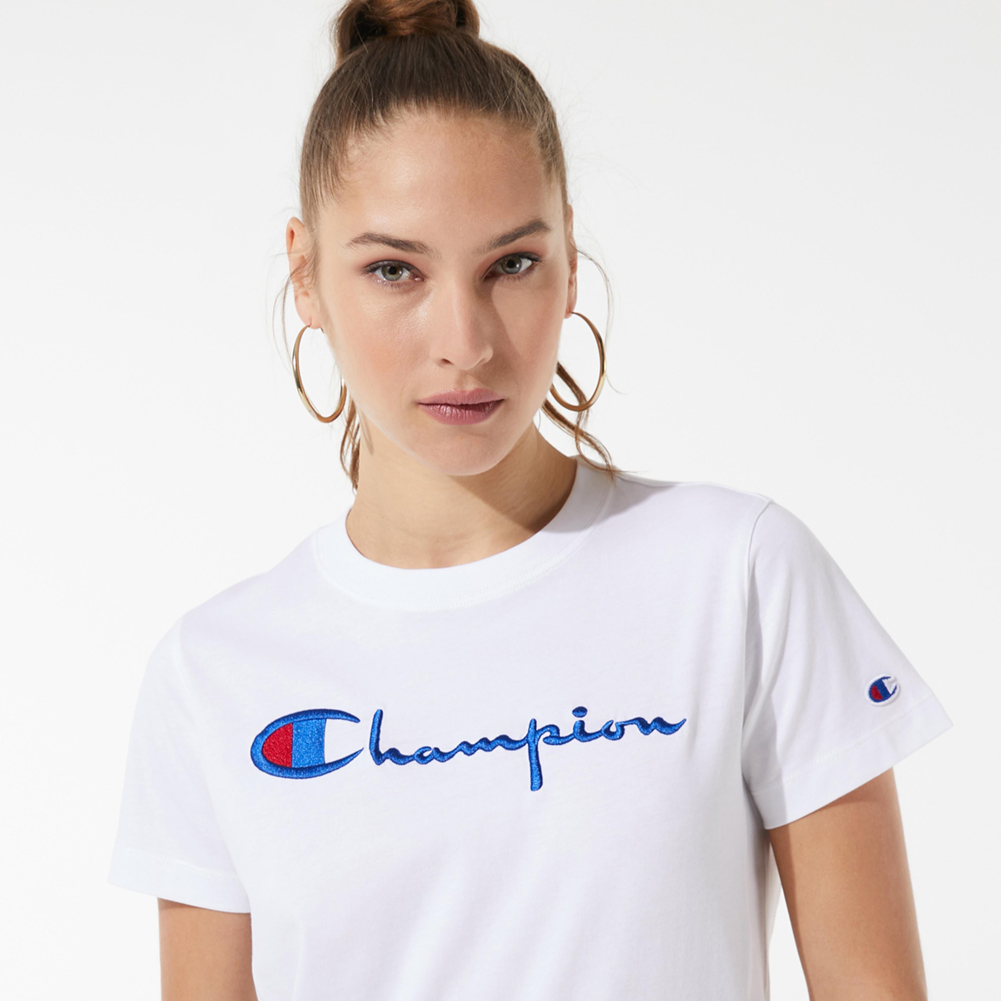 Champion Crewneck Kadın Beyaz T-Shirt
