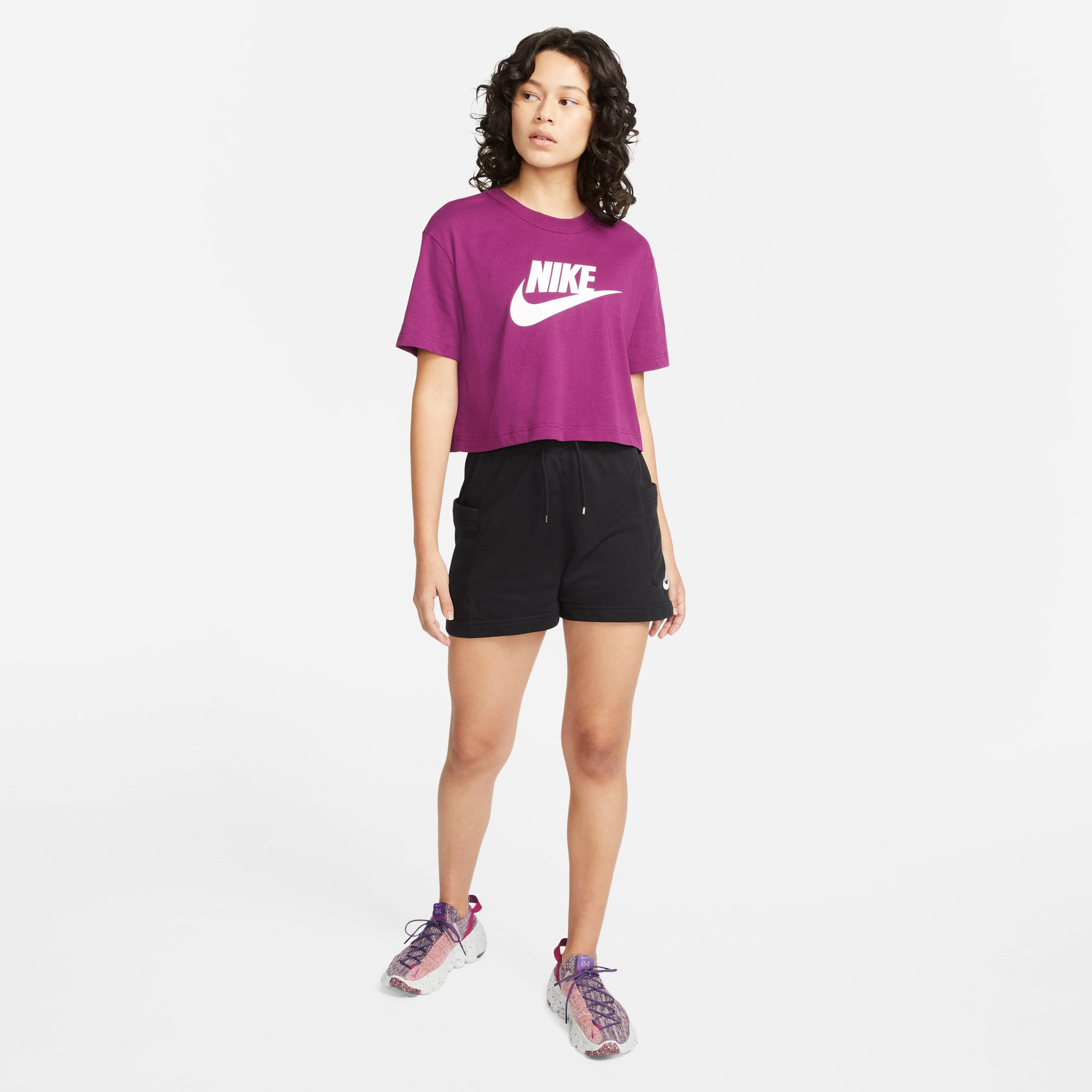 Nike Sportswear Essential Crop Kadın Mor T-Shirt