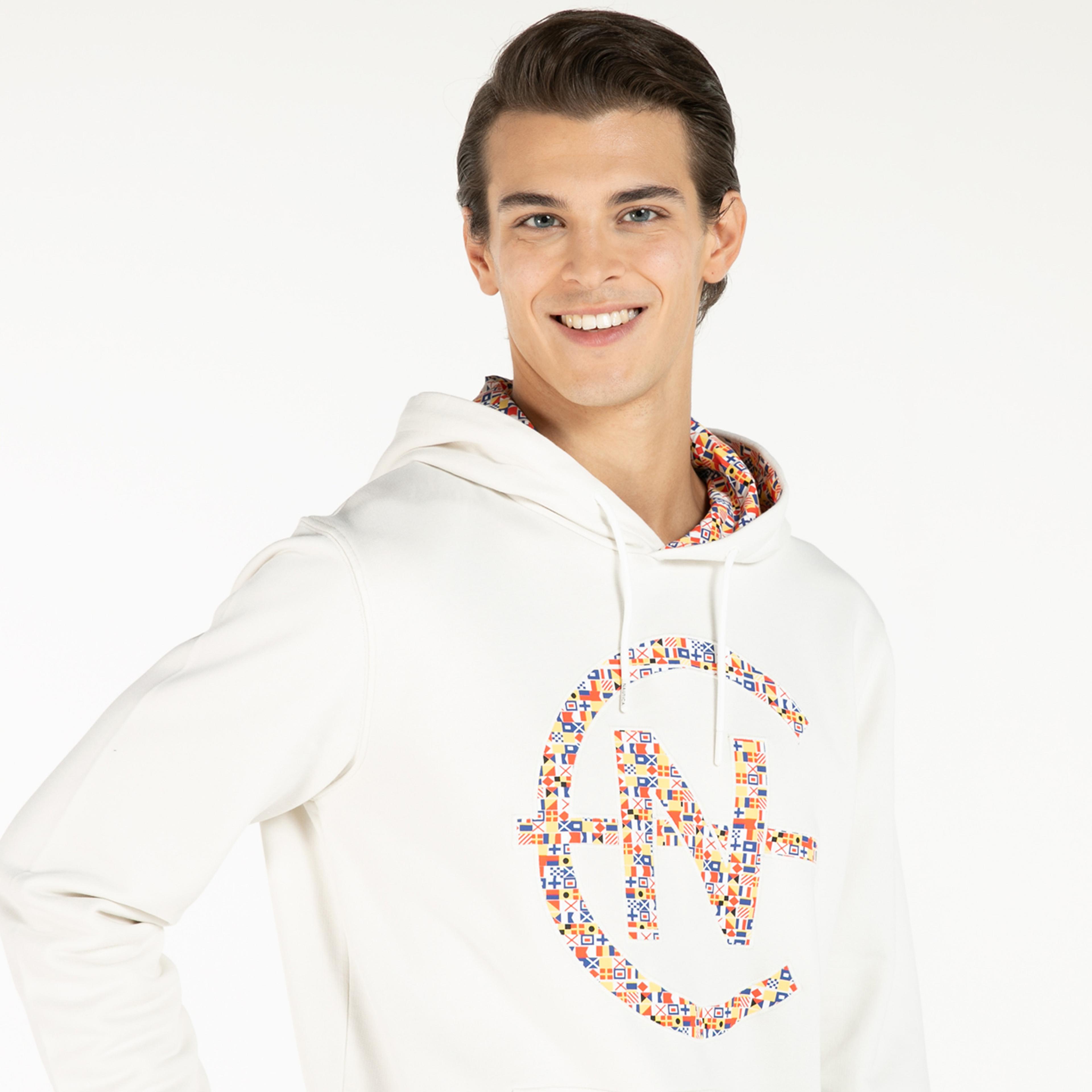 Nautica Erkek Kırık Beyaz Baskılı Kapüşonlu Sweatshirt
