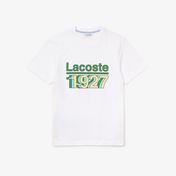 Lacoste Erkek Regular Fit Bisiklet Yaka Baskılı Beyaz T-Shirt