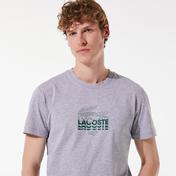 Lacoste Erkek Regular Fit Bisiklet Yaka Baskılı Gri T-Shirt