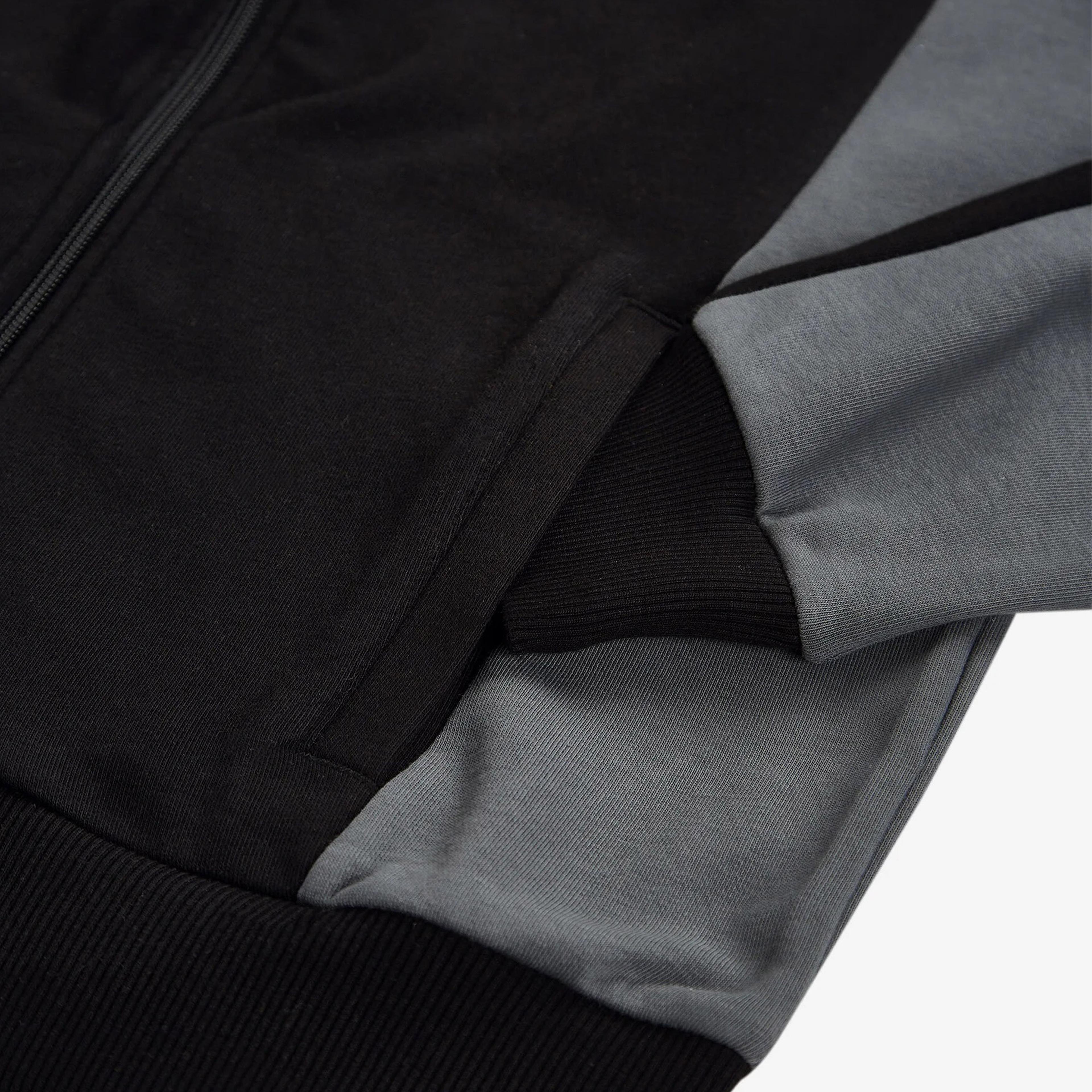 Skechers Terry Fleece Colorblock Full Zip Hoodie Erkek Siyah Sweatshirt